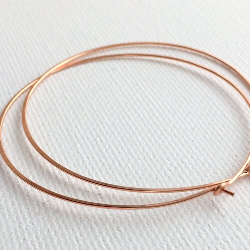 Large Rose Gold Hoop Earrings 2 Inch Thin Hoop Earrings Etsy