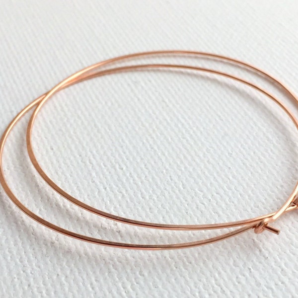 Large Rose Gold Hoop Earrings. 14K Rose Gold Fill Hoops. Extra Thin Hoops, 2 inch Hoops, 1.5 inch Hoops, 1 inch Hoops and 3/4 inch Hoops