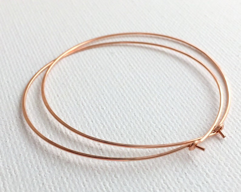 Large Rose Gold Hoop Earrings | 14K Rose Gold Fill, Thin, Lightweight Minimalist Hoops image 1
