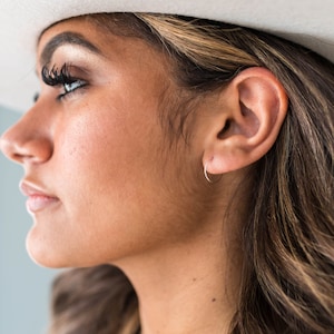 Rose Quartz Charm Hoop Earrings. Available in Solid 925 Sterling Silver, 14k Yellow or Rose Gold Fill image 8