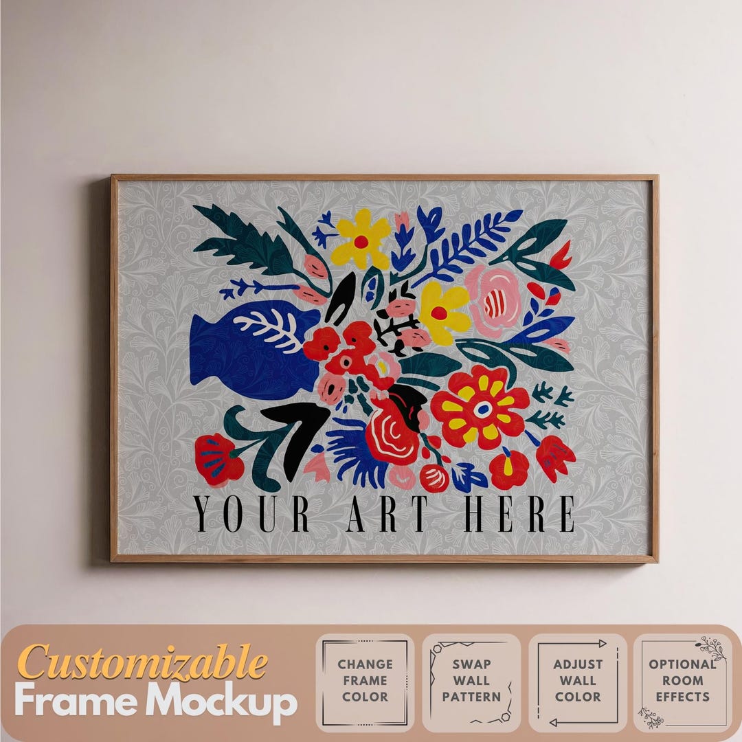 Horizontal Frame Mockup PSD Template for Art and Prints, Digital Frame ...