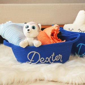 Personalisierter Haustier Spielzeugkorb, Hundename Aufbewahrungskorb, Hundekatzenkorb, neuer Hundebesitzer Geschenk, individuelles Haustier Geschenk, Baumwollseilkorb, Hundemama Geschenke