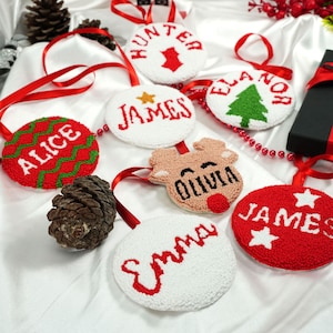 Enfeite de Natal personalizado, enfeite de Natal bordado personalizado, primeiro Natal do bebê, enfeite personalizado para a família, enfeite de agulha perfurada