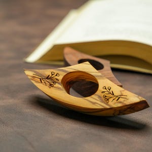 Birth Month Flower Book Page Holder: Custom Walnut Thumb Rest for Easy Page Holding image 5