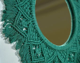 Handmade Macrame Round Mirror, Boho Nursery Decor