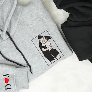 Embroidered Portrait from Family Photo Sweatshirt: Custom Couple Apparel, Valentines Day Gift