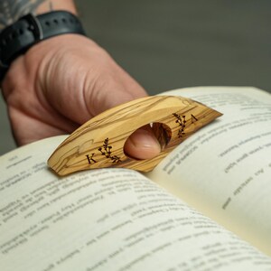 Birth Month Flower Book Page Holder: Custom Walnut Thumb Rest for Easy Page Holding image 3