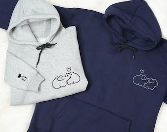 Personalized Frog Couple Embroidered Hoodie with Initials: Matching Outfits, Valentine’s Day Gift