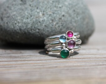 Birthstone Ring. three, four, five stone ring. Fairy Tale Ring. Sterling Silver. Mother's Ring. Family ring. Grandma. Sisters. Friendship
