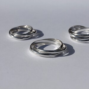 Triple Ring in Silver. Roll on Fidget Ring smooth or hammered finish image 2