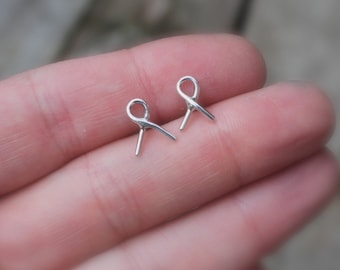 Tiny Ribbon Sterling Silver Stud post Earrings to Show Support Ribbons Cancer survivor ribbon for a cause activist jewelry
