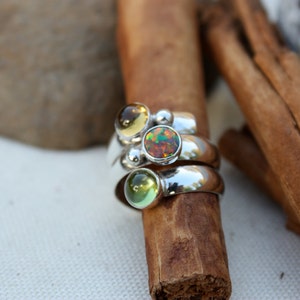 Birthstone Ring. Fairy Tale Ring. Three stone. Sterling Silver. Colorful. Mother's Ring Birthstones.Grandmothers.Grandma. Sisters. Friends image 4
