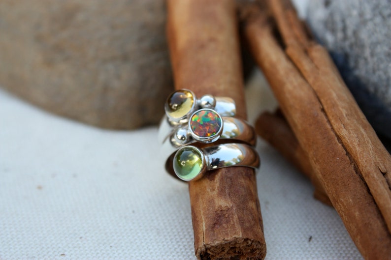 Birthstone Ring. Fairy Tale Ring. Three stone. Sterling Silver. Colorful. Mother's Ring Birthstones.Grandmothers.Grandma. Sisters. Friends image 4