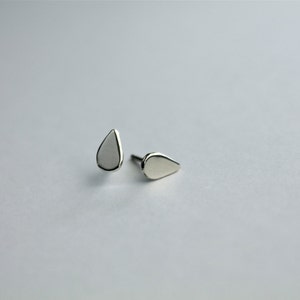 Raindrop earrings. Sterling silver post earrings. silver studs. Raindrops. Little post earring. small. petite. handmade. image 2