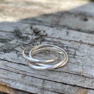 Triple Ring in Silver. Roll on Fidget Ring smooth or hammered finish image 7