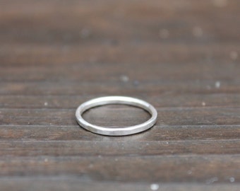 Stack ring Sterling silver stacking ring Thin band Textured Hammered Simple Band Satin or shiny finish minimalist