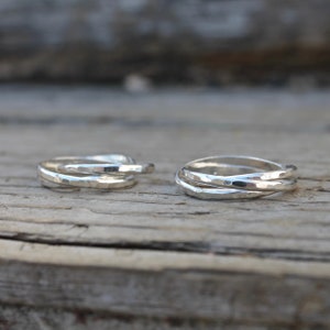 Triple Ring in Silver. Roll on Fidget Ring smooth or hammered finish image 1