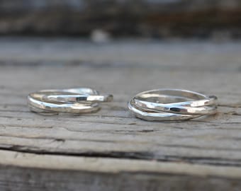 Triple Ring in Silver. Roll on Fidget Ring smooth or hammered finish