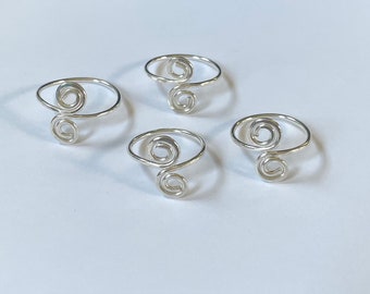 Double Swirl Adjustable Silver Ring