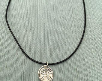 Nest Necklace Sterling Silver Birds Nest Pendant on Chain or Leather Simple Clean basic wear with everything unique handmade Satin or Shiny