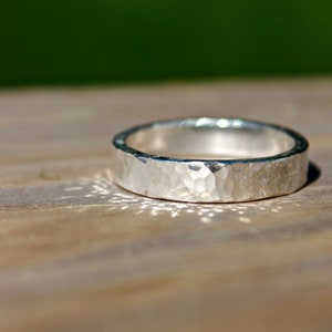 Hammered Sterling Silver Ring Band for Men or Women . One Textured Ring Band - Wedding Band Made in your size