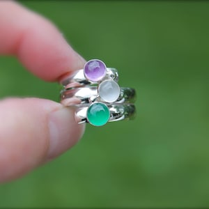 Birthstone Ring. Fairy Tale Ring. Three stone. Sterling Silver. Colorful. Mother's Ring Birthstones.Grandmothers.Grandma. Sisters. Friends image 1