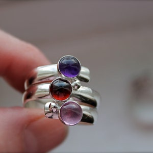 Birthstone Ring. Fairy Tale Ring. Three stone. Sterling Silver. Colorful. Mother's Ring Birthstones.Grandmothers.Grandma. Sisters. Friends image 5