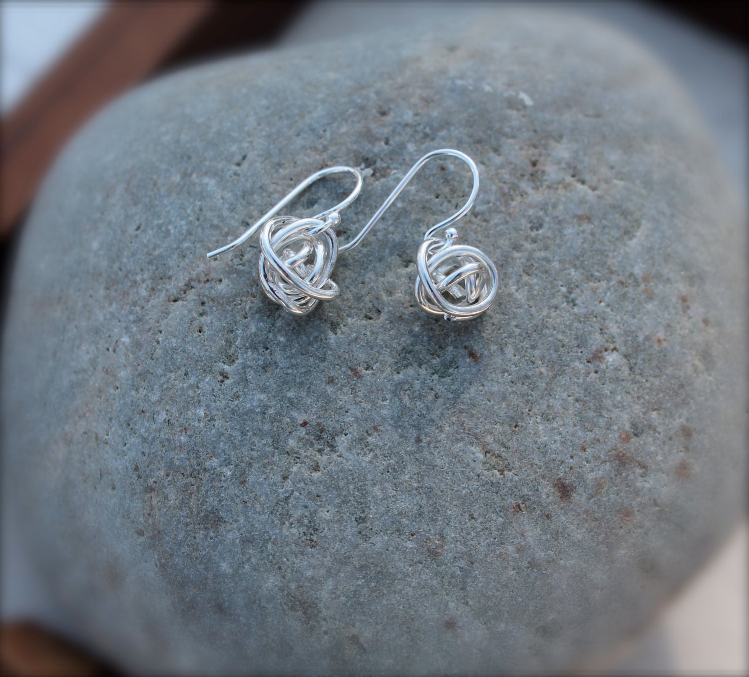 Knot of Sterling Silver. Tumbleweed Earrings. Mini Tiny Small Etsy