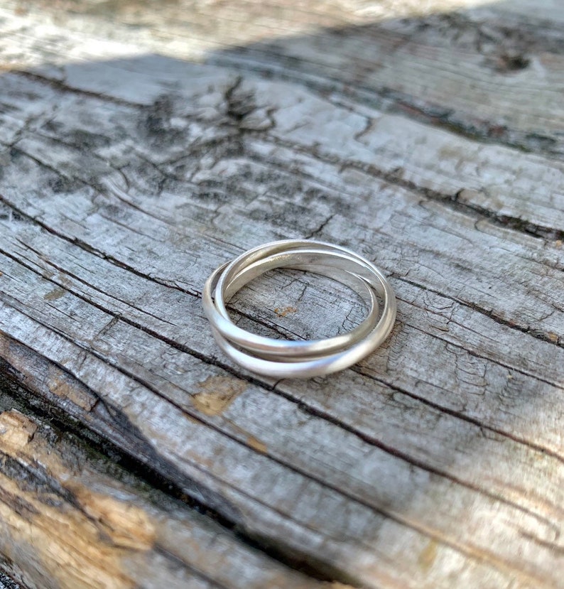 Triple Ring in Silver. Roll on Fidget Ring smooth or hammered finish image 8