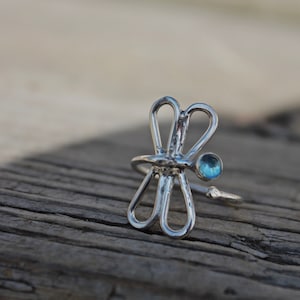 Dragonfly Ring With Stone. You choose the stone.  Wrapped around finger adjustable style. beautiful look and makes a great gift