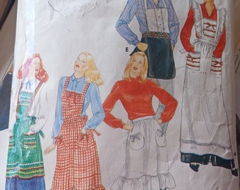 Butterick 4066 Sewing Paper Pattern Aprons Vintage One Size Used And Cut