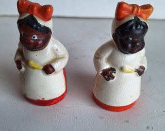 Hand Painted Salt and Pepper Shakers Red And White Americana Vintage Cook Chef