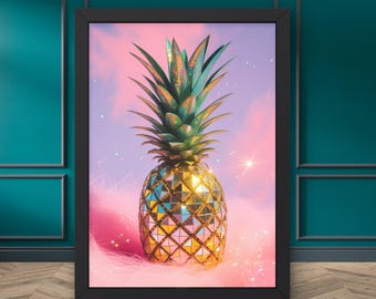 Arte de parede de abacaxi disco, download digital, download digital de frutas, impressão digital, pôsteres para impressão, impressão digital, impressões de arte de parede