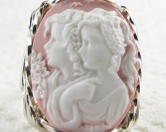 Sister Friends Cameo Ring Sterling Silver Custom Jewelry