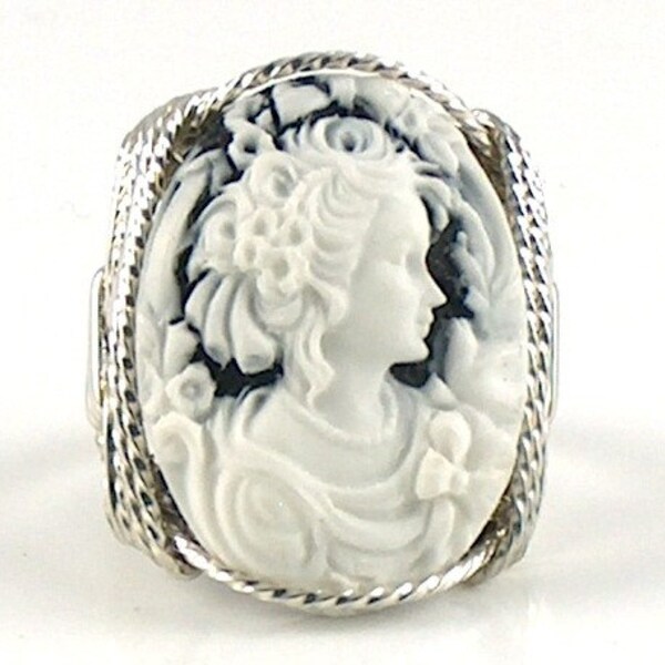 Lady Dove Cameo Ring Sterling Silver Custom Jewelry