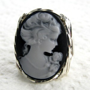 Lady Rose Cameo Ring Sterling Silver Custom Jewelry