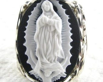 Our Lady Of Guadalupe Cameo Ring Sterling Silver Jewelry