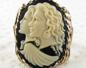 Guardian Angel Cameo Ring 14K Rolled Gold Custom Jewelry