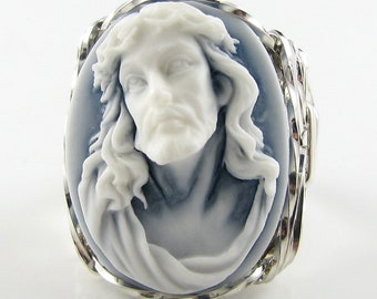 Jesus Cameo Ring .925 Sterling Silver Custom Jewelry