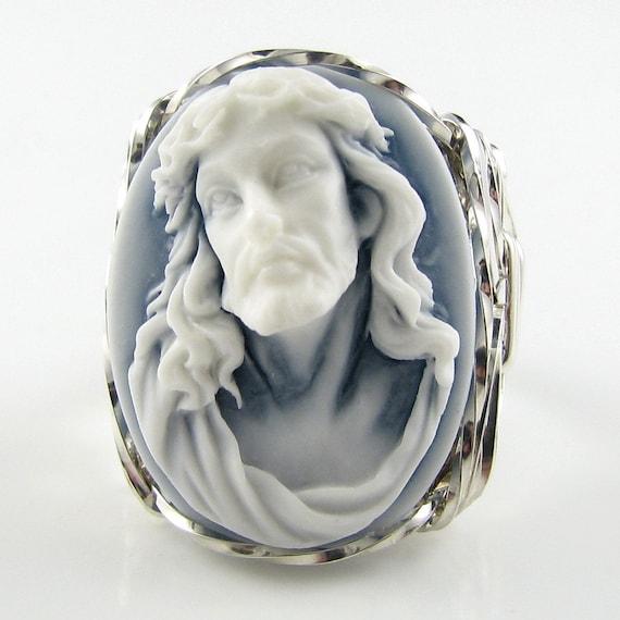 Jesus Cameo Ring .925 Sterling Silver Custom Jewelry Etsy