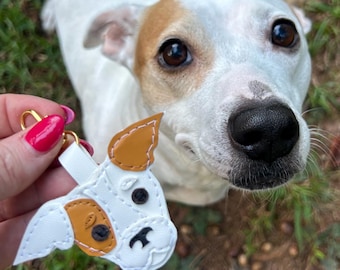 Personalized Pet Keychain: Faux Leather Dog, Cat, Hamster Charm