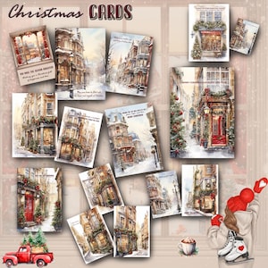 Kerstkaarten, set van 16 – Digitale kerstkaarten – direct downloaden