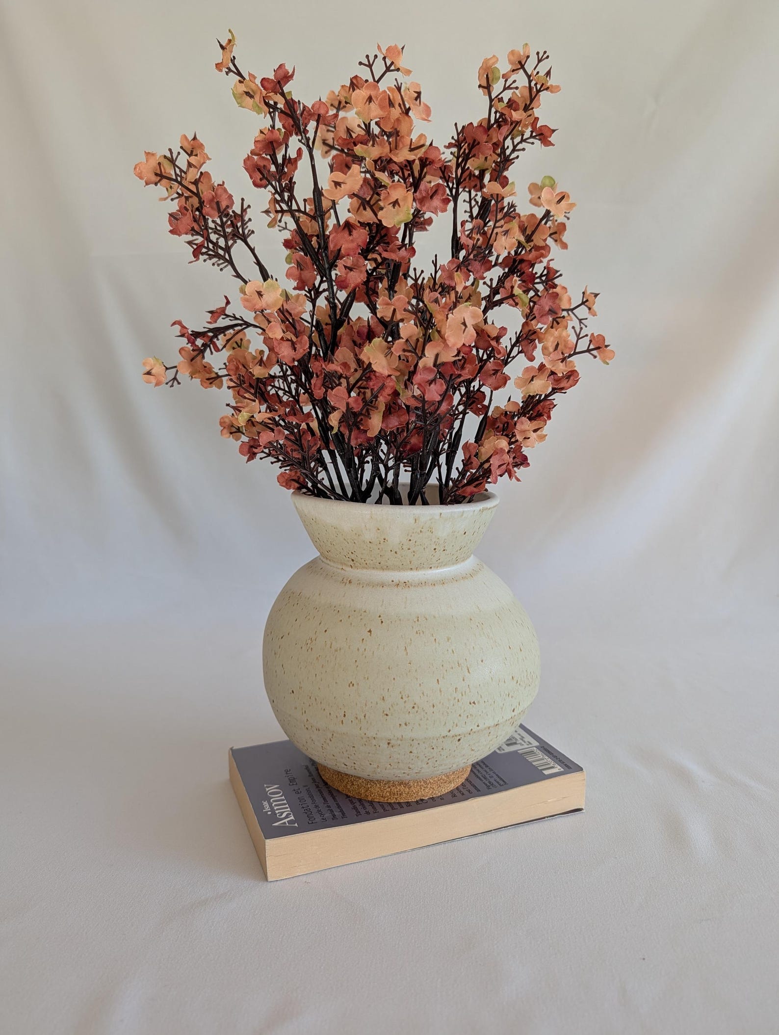 Speckled stoneware vase for a cowgirl coastal living room