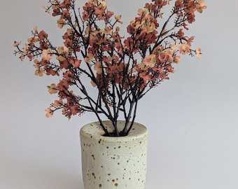 Handmade Speckled Ceramic Bud Vase: Rustic Minimalist Decor