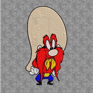 May include: A cartoon character with a large red beard and a brown hat. The character is wearing a blue shirt and pants and has a yellow belt. The character is smiling and has a mischievous look on its face.