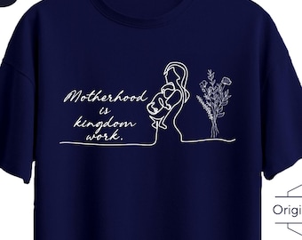Motherhood is Kingdom Work Shirt, Christian Mom Minimal Shirt Gift, Retro Christian Mom Shirt, Christian Mothers Day Apparel, Bible Quote