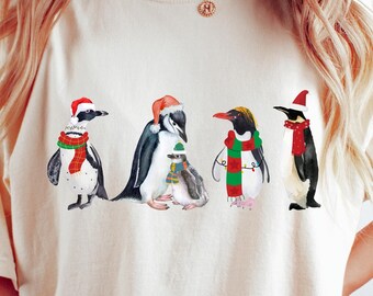 Penguins Christmas Shirt, Christmas Lights on Penguins Shirt, Baby Penguin Shirt, Christmas Animals Sweatshirt, Cute Penguin Shirt