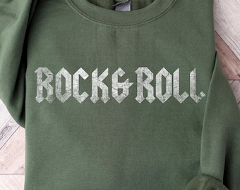 Rock-and-roll shirt, shirt van een muziekband, rockbandshirt, gitaarshirt, verweerd rockshirt, hoodie voor rockliefhebbers, Let's Rock T-shirt, rockliefhebber