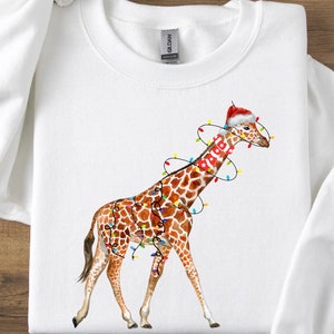 Giraffe Christmas Sweatshirt, Family Christmas Shirt, Christmas Lights Giraffe Shirt, Cute Giraffe Christmas Tee, Giraffe Lover Gift