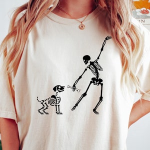 Skeleton and Dog Sweatshirt, Funny Halloween Skeleton and Dog Shirt, Halloween Dog Shirt, Dog Anatomy Shirt, Cute Dog Skeleton Sweater